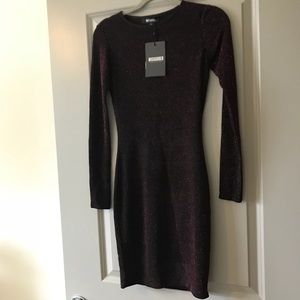 NWT Missguided Burgundy Sparkle Dress - Size 4 (S)